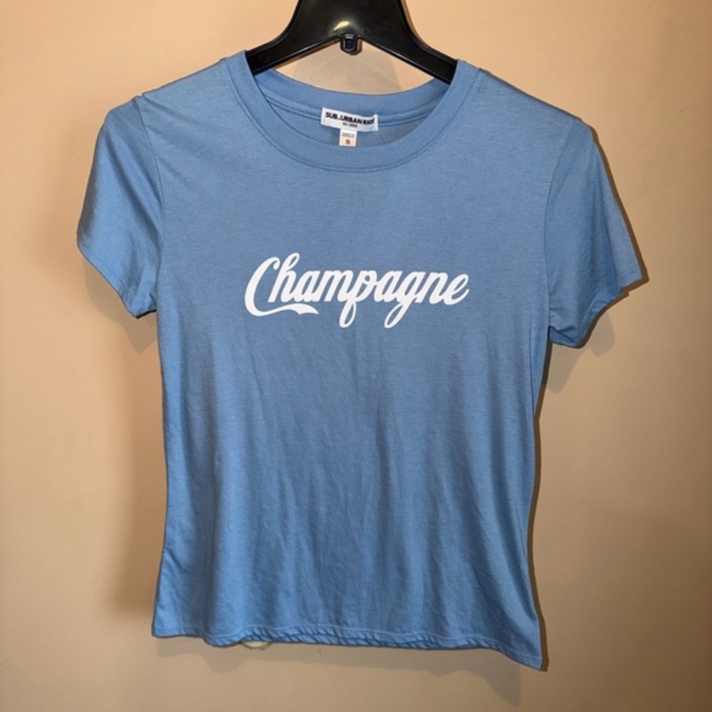 NWT Sub_Urban Riot Women's Blue Champagne T-Shirt